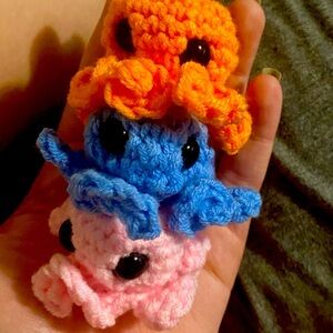 Crochet Octopus Keychain Set - Mint, Lavender, and Blue